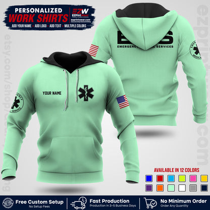 Custom EMS Shirt with Name, Logo & Text | EMS Team Uniform | First Responder Workwear EMSU01