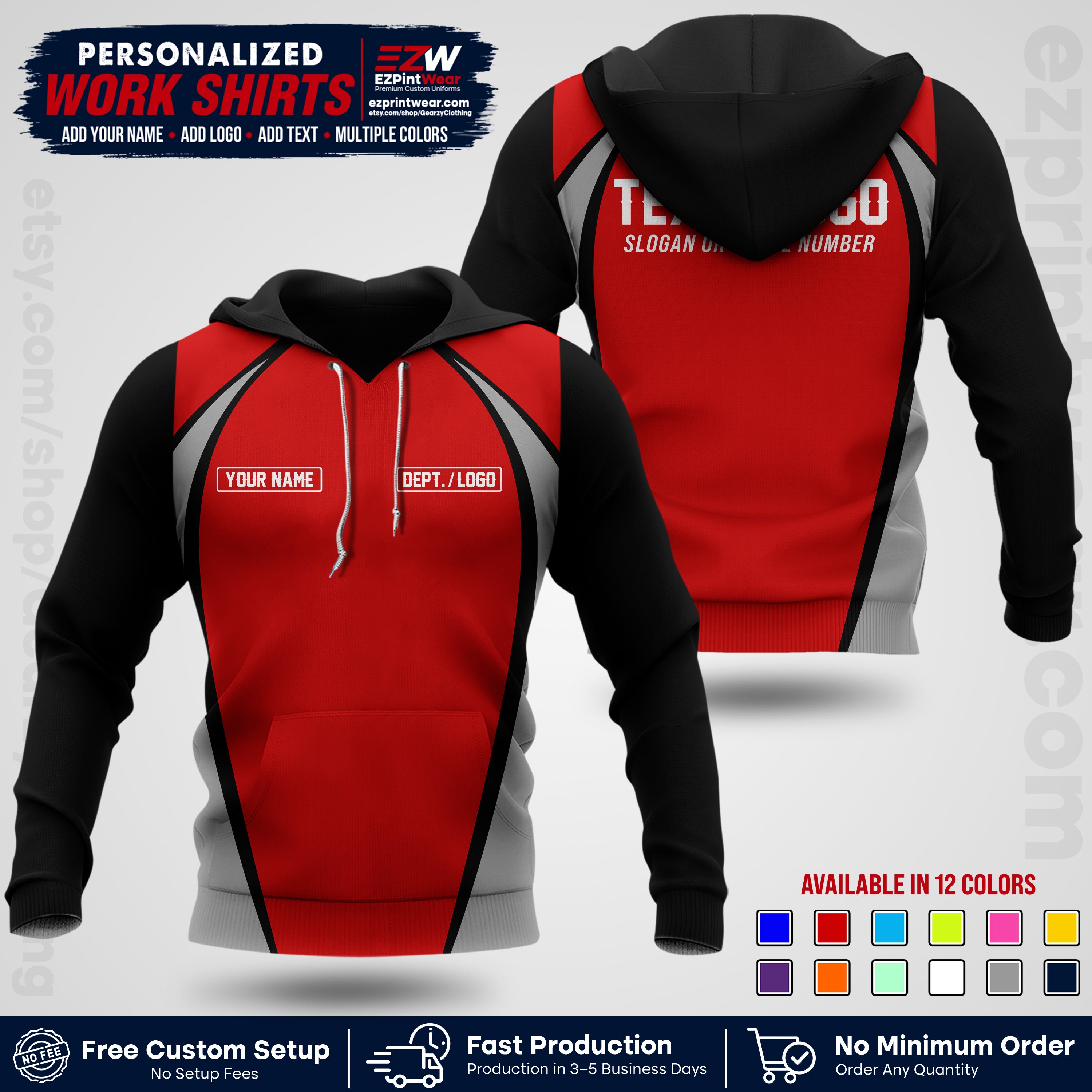 Custom All Over Print Work Uniform Shirt with Name, Logo & Text | Custom Hawaiian Shirt | Company Shirt | Employee Uniform UNF20