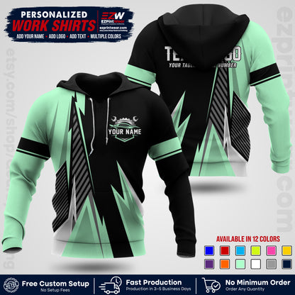 Custom Mechanic Work Shirt with Name, Logo & Text | Auto Shop Uniform | Workwear MCN 01