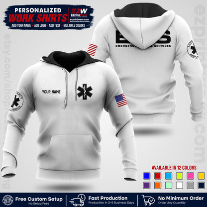 Custom EMS Shirt with Name, Logo & Text | EMS Team Uniform | First Responder Workwear EMSU01
