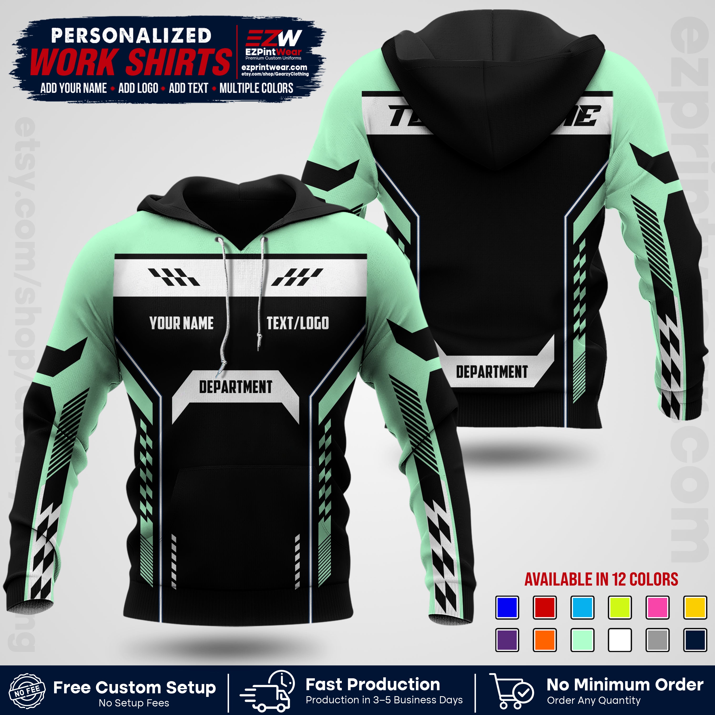 Custom All Over Print Work Uniform Shirt with Name, Logo & Text | Custom Hawaiian Shirt | Company Shirt | Employee Uniform UNF18