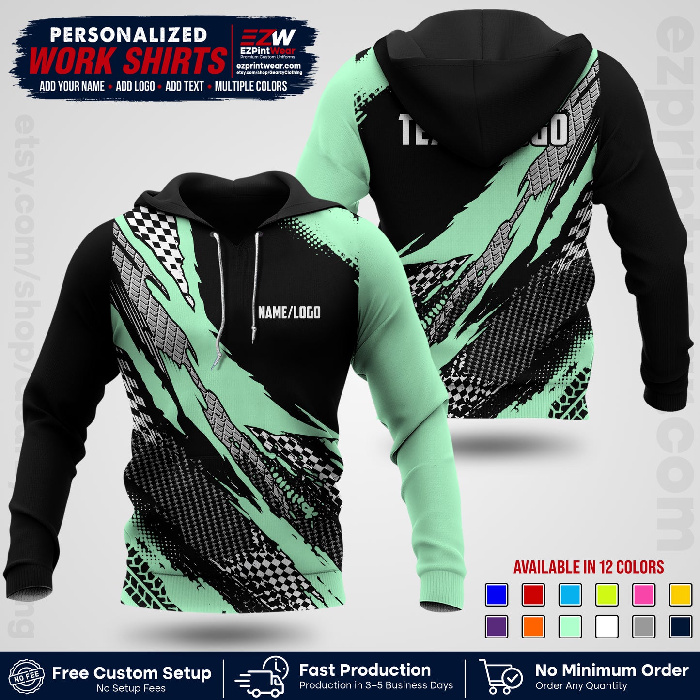 Custom Racing Shirt with Name, Logo & Text | Race Team Uniform | Crew Apparel RC05