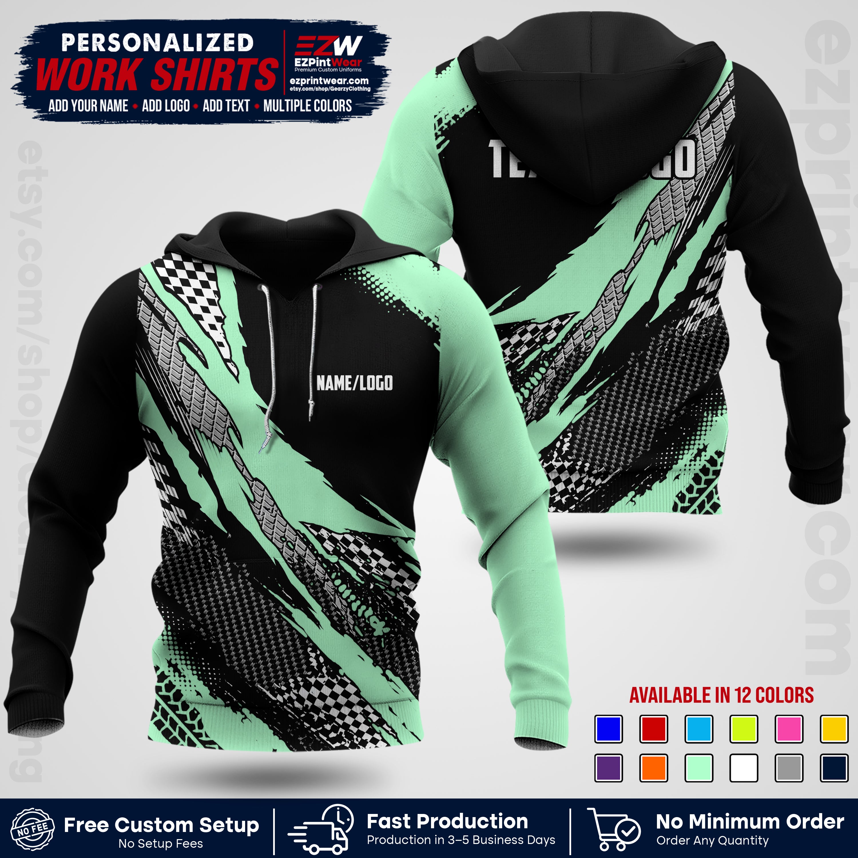 Custom Racing Shirt with Name, Logo & Text | Race Team Uniform | Crew Apparel RC05