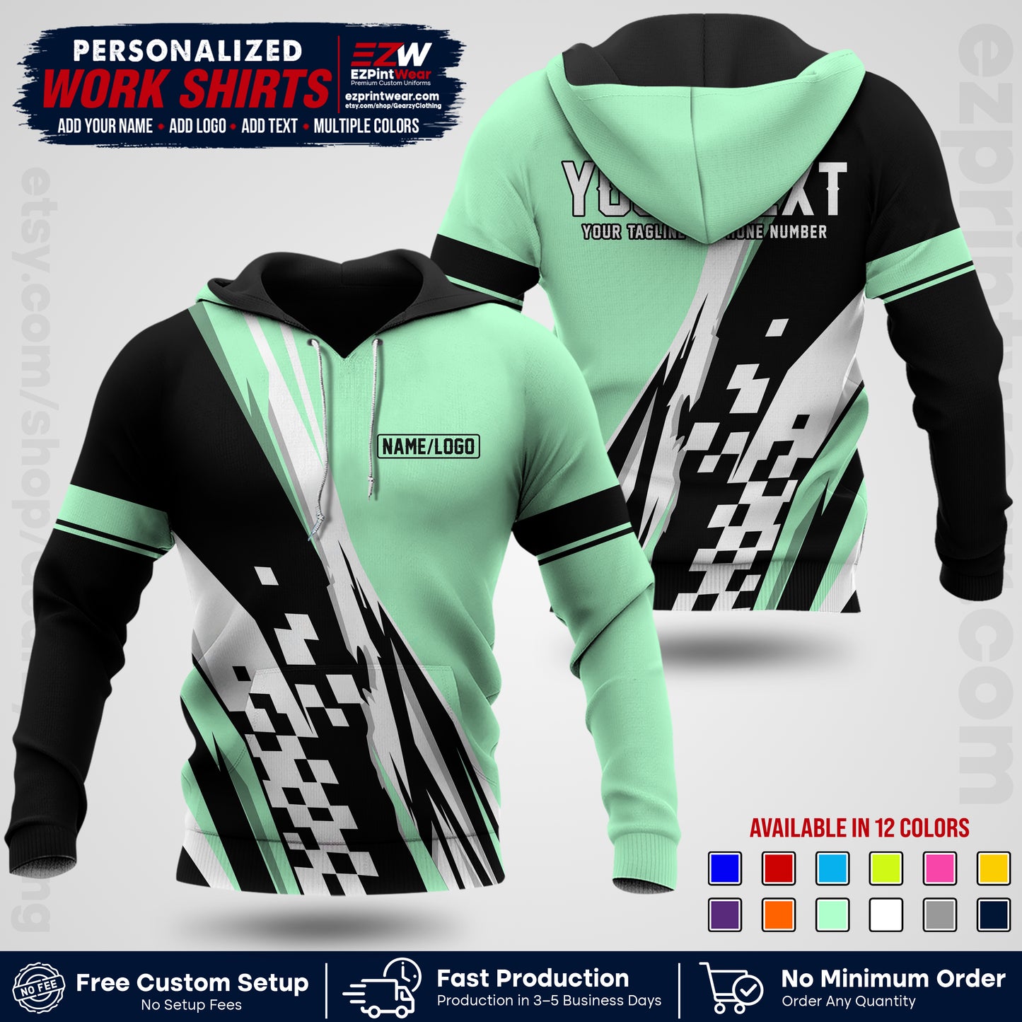 Custom Racing Shirt with Name, Logo & Text | Race Team Uniform | Crew Apparel RC04