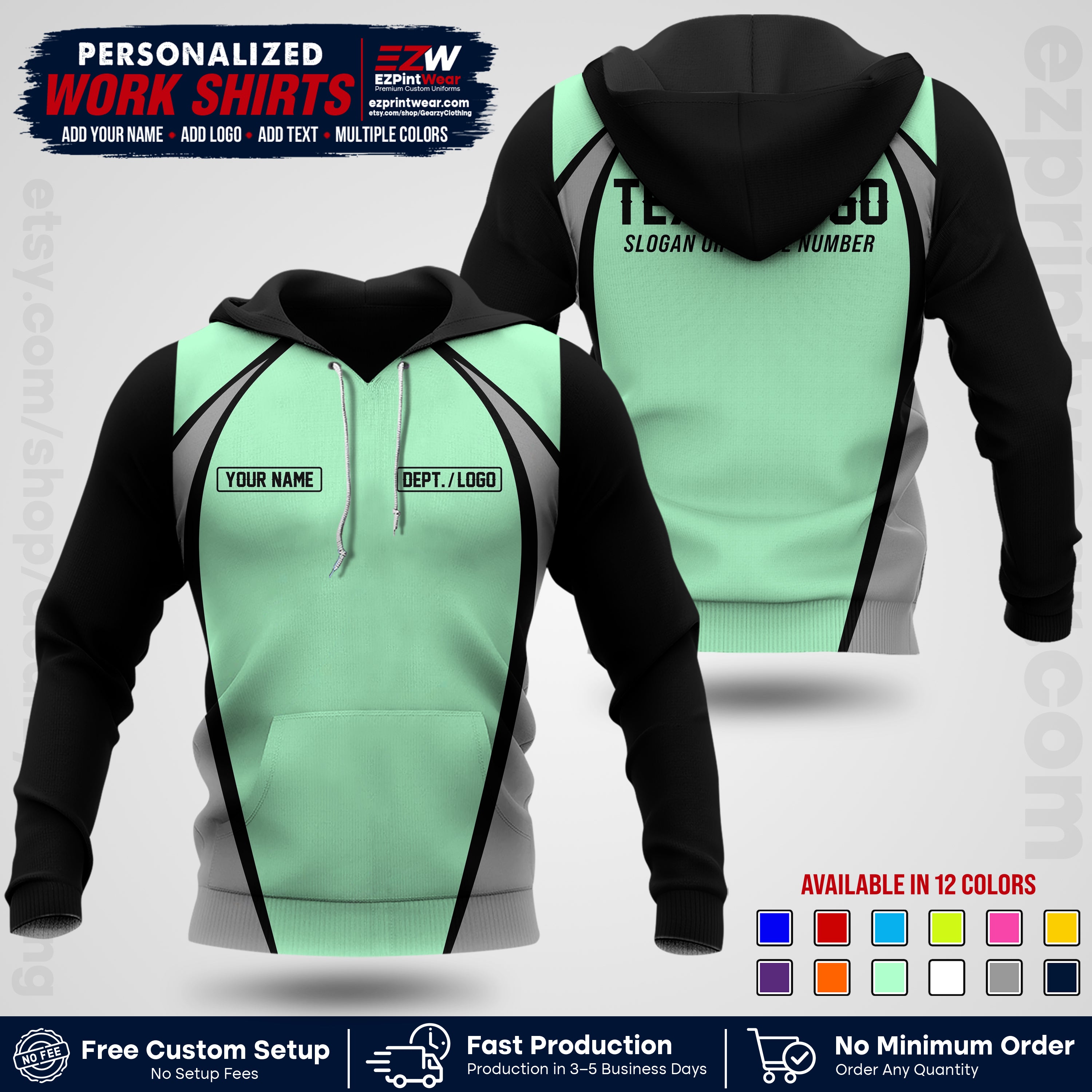 Custom All Over Print Work Uniform Shirt with Name, Logo & Text | Custom Hawaiian Shirt | Company Shirt | Employee Uniform UNF20