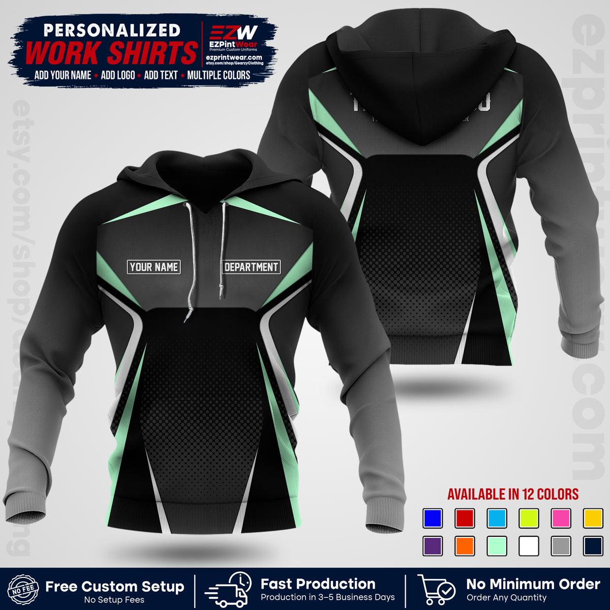 Custom All Over Print Work Uniform Shirt with Name, Logo & Text | Custom Hawaiian Shirt | Company Shirt | Employee Uniform UNF21