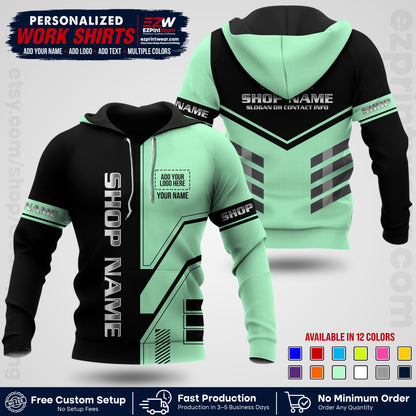 Custom All Over Print Work Uniform Shirt with Name, Logo & Text | Custom Hawaiian Shirt | Company Shirt | Employee Uniform UNF11