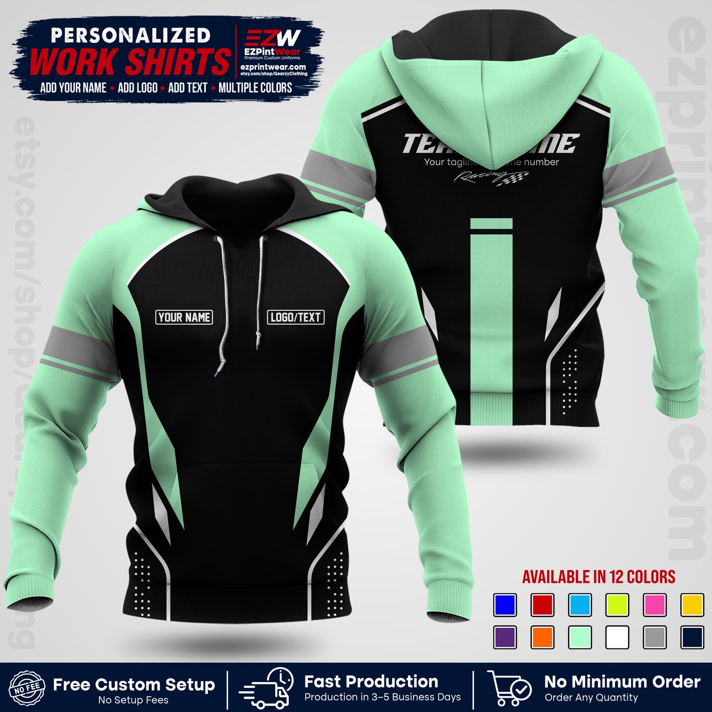 Custom Racing Shirt with Name, Logo & Text | Race Team Uniform | Crew Apparel RC06