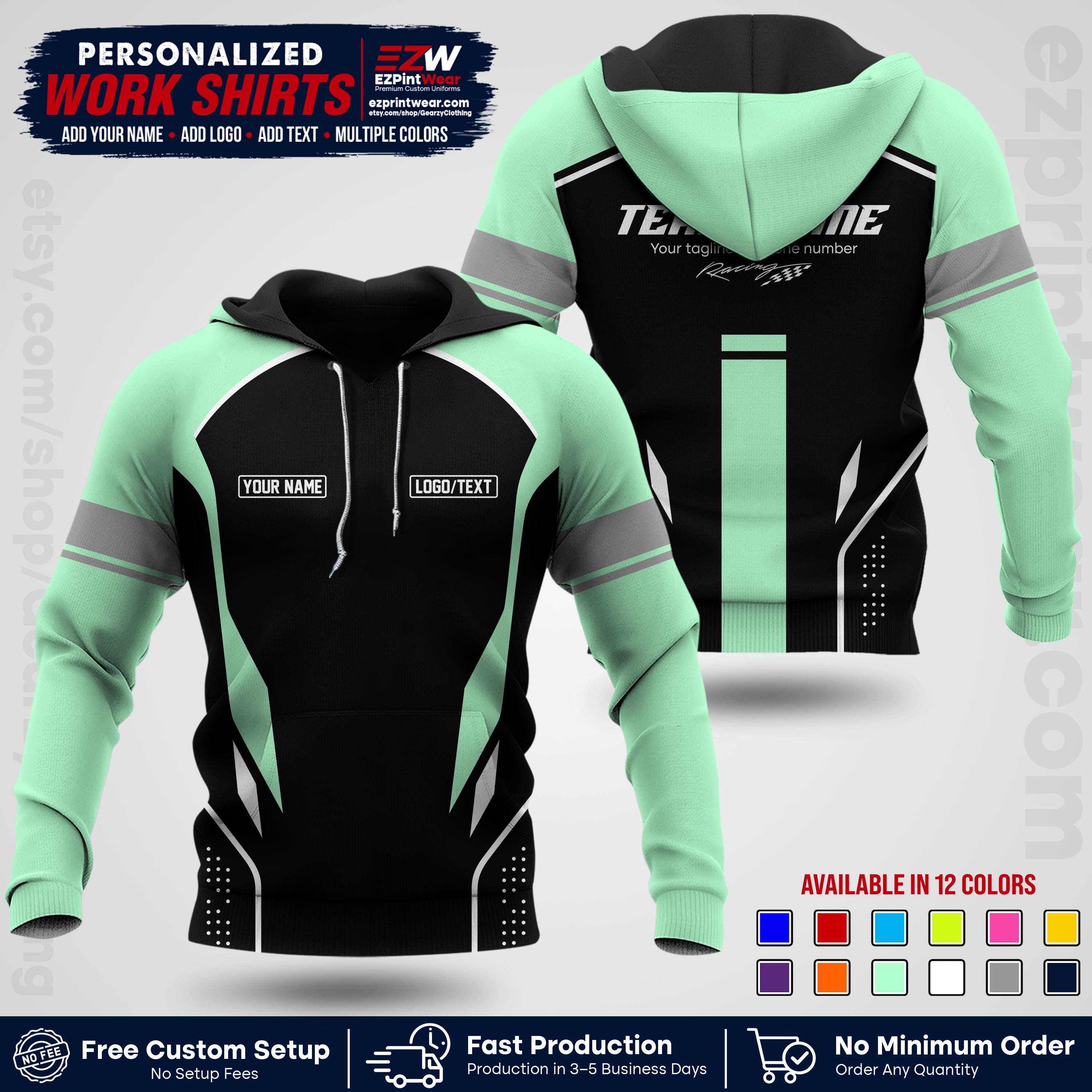 Custom Racing Shirt with Name, Logo & Text | Race Team Uniform | Crew Apparel RC06