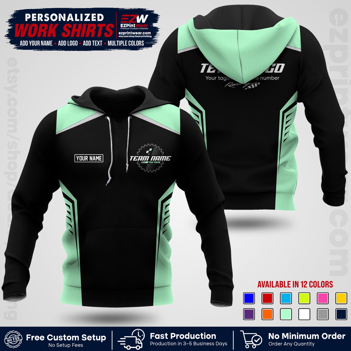 Custom Racing Shirt with Name, Logo & Text | Race Team Uniform | Crew Apparel RC07