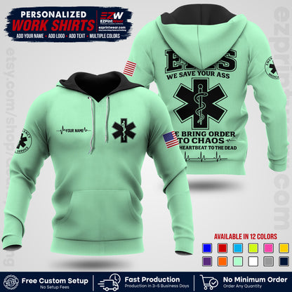 Custom EMS Shirt with Name, Logo & Text | EMS Team Uniform | First Responder Workwear EMSU05