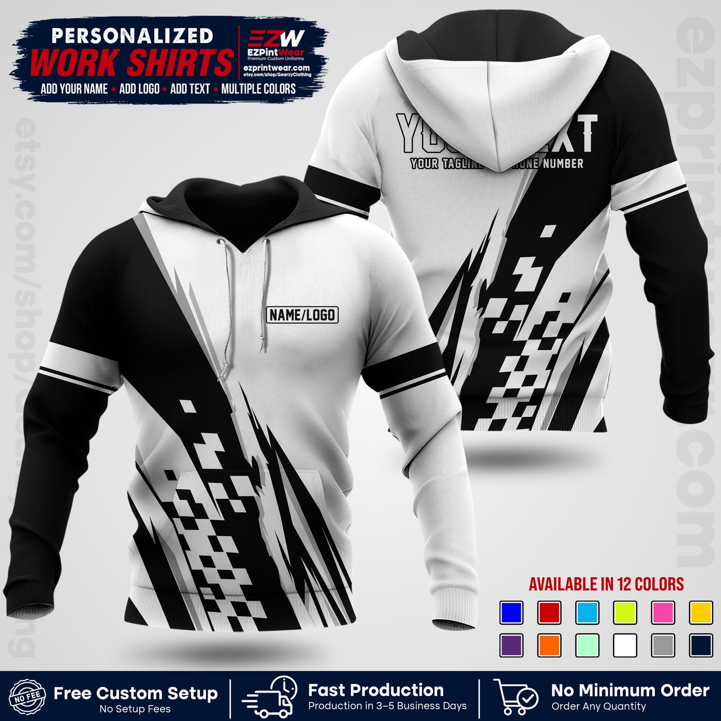 Custom Racing Shirt with Name, Logo & Text | Race Team Uniform | Crew Apparel RC04