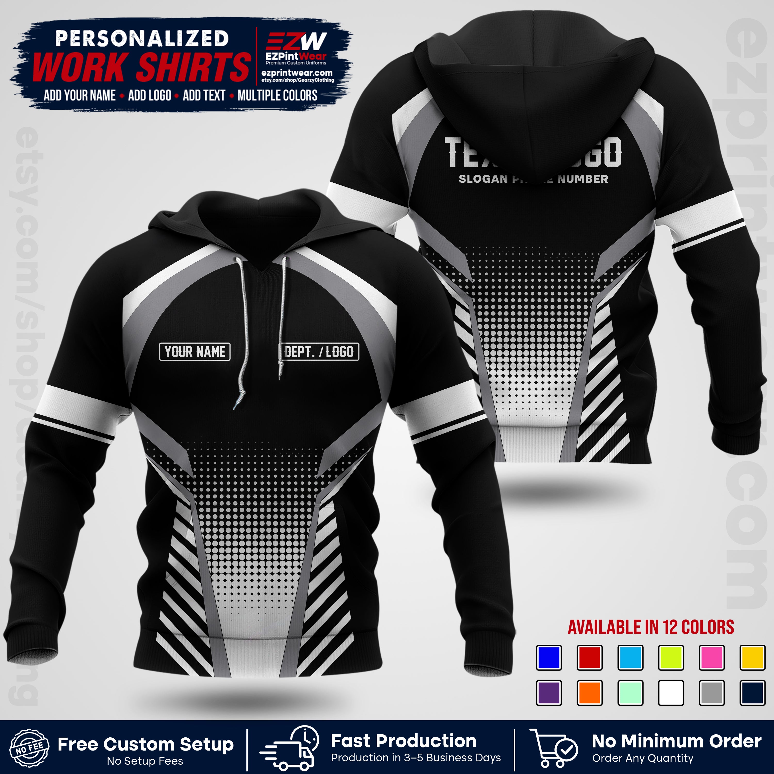 Custom All Over Print Work Uniform Shirt with Name, Logo & Text | Custom Hawaiian Shirt | Company Shirt | Employee Uniform UNF19