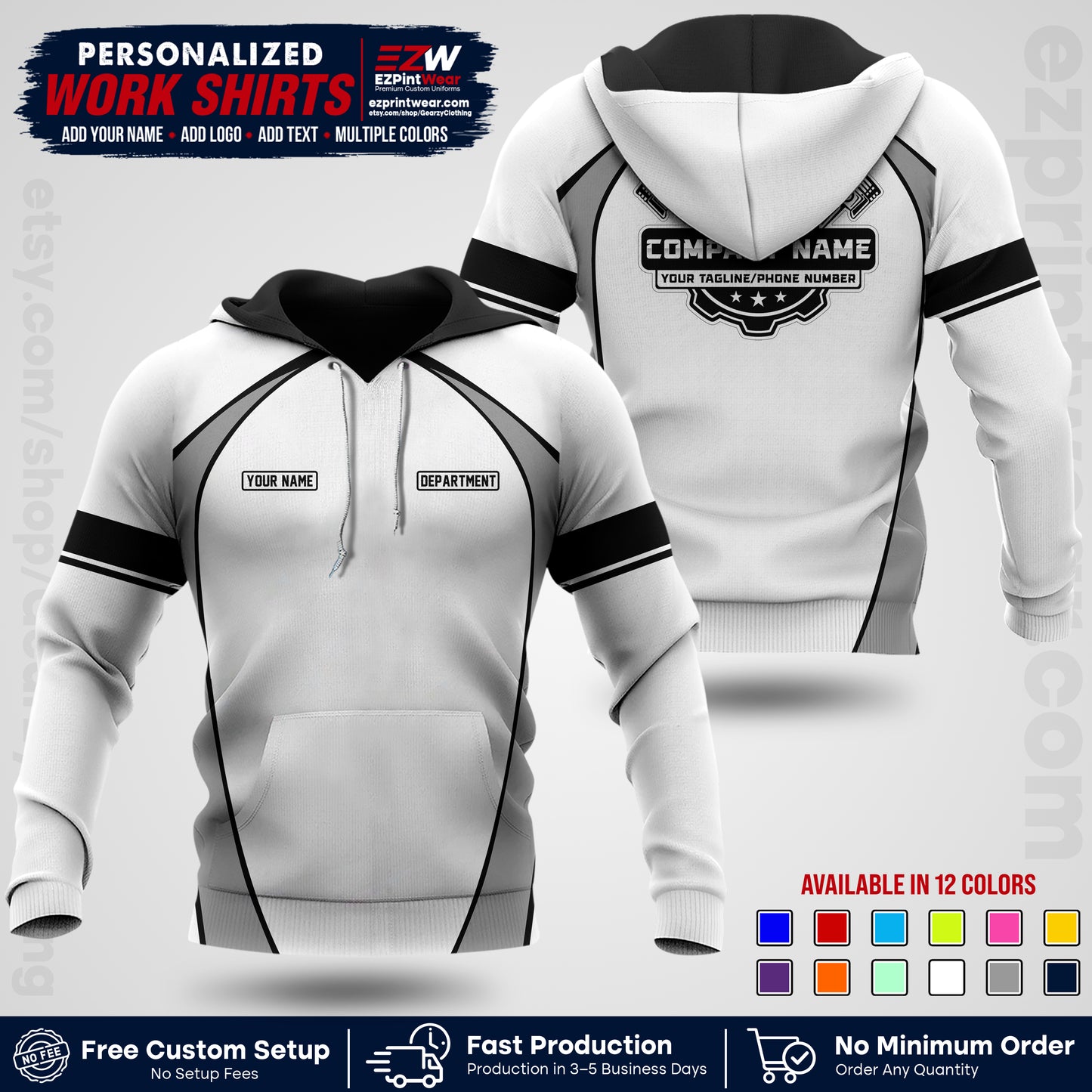 Custom Mechanic Work Shirt with Name, Logo & Text | Auto Shop Uniform | Workwear MCN 09