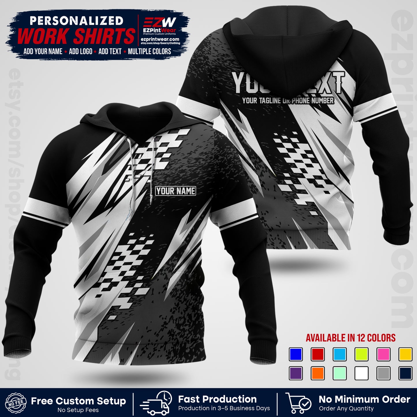 Custom Racing Shirt with Name, Logo & Text | Race Team Uniform | Crew Apparel RC03
