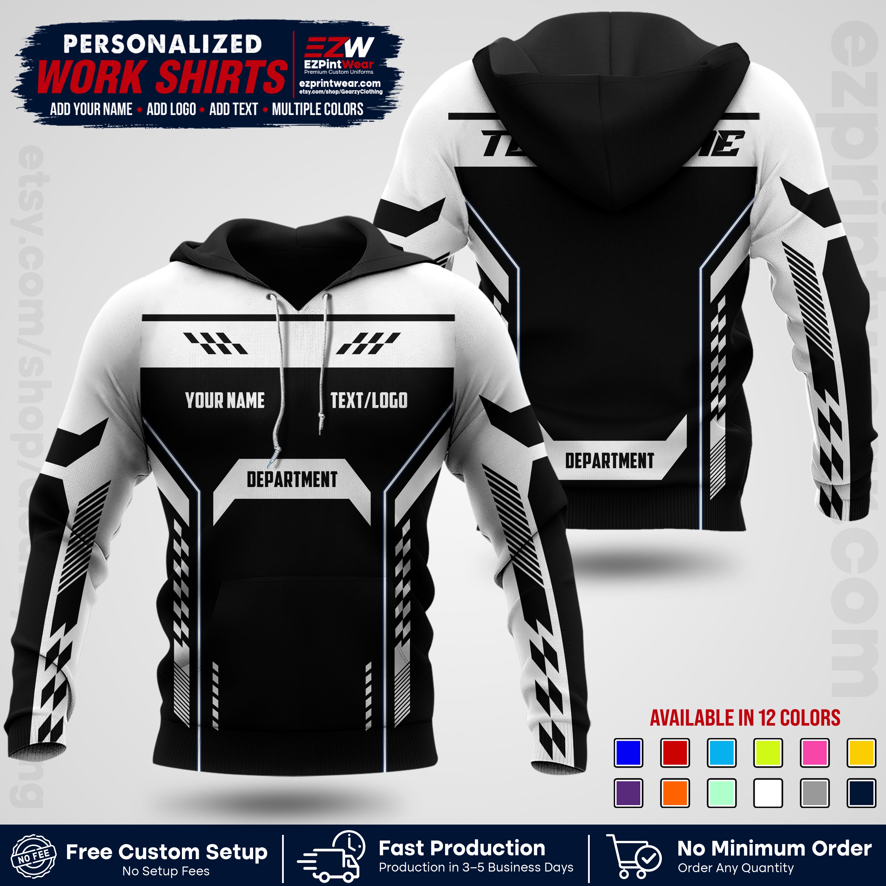 Custom All Over Print Work Uniform Shirt with Name, Logo & Text | Custom Hawaiian Shirt | Company Shirt | Employee Uniform UNF18