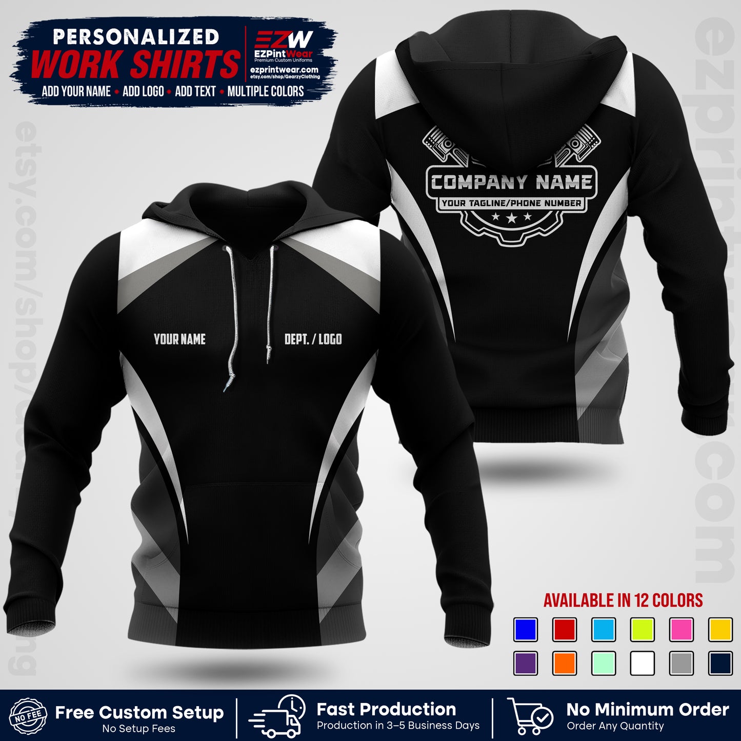 Custom Mechanic Work Shirt with Name, Logo & Text | Auto Shop Uniform | Workwear MCN 05