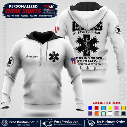 Custom EMS Shirt with Name, Logo & Text | EMS Team Uniform | First Responder Workwear EMSU05