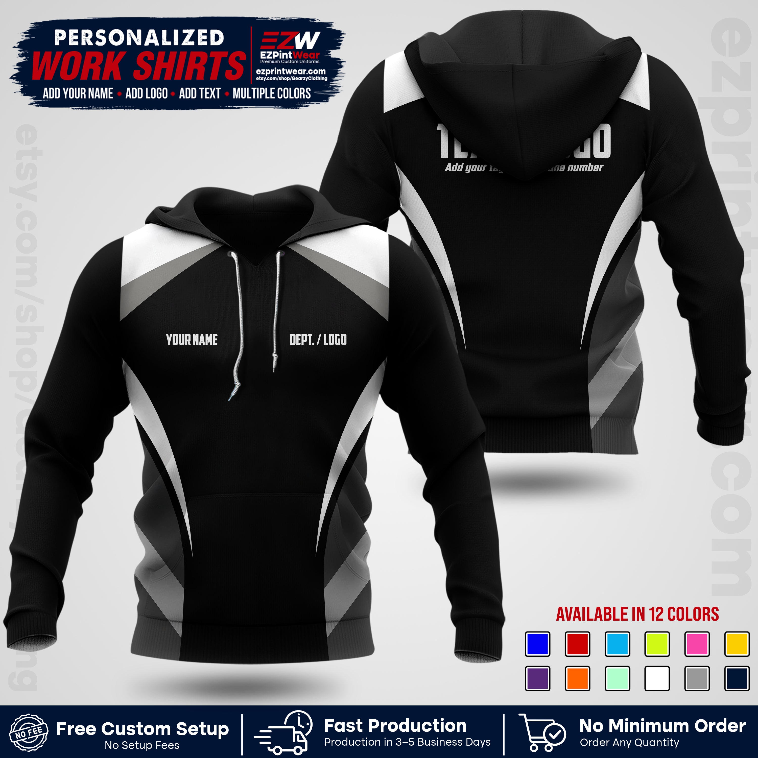 Custom All Over Print Work Uniform Shirt with Name, Logo & Text | Custom Hawaiian Shirt | Company Shirt | Employee Uniform UNF03