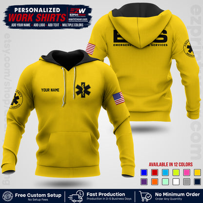 Custom EMS Shirt with Name, Logo & Text | EMS Team Uniform | First Responder Workwear EMSU01