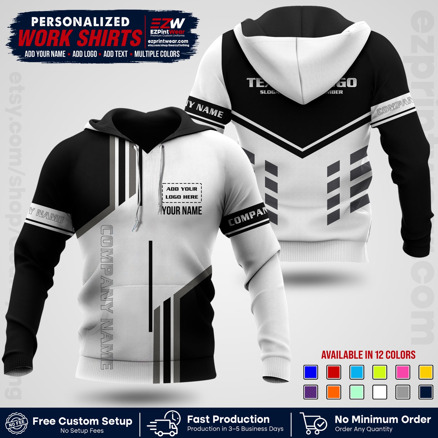 Custom All Over Print Work Uniform Shirt with Name, Logo & Text | Custom Hawaiian Shirt | Company Shirt | Employee Uniform UNF10