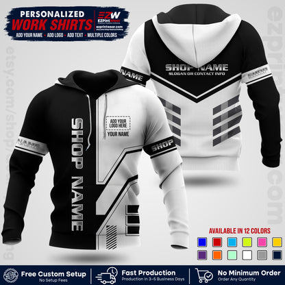 Custom All Over Print Work Uniform Shirt with Name, Logo & Text | Custom Hawaiian Shirt | Company Shirt | Employee Uniform UNF11