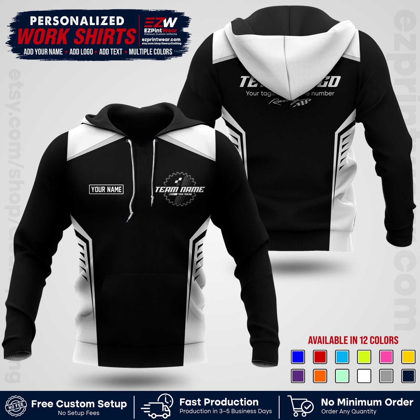 Custom Racing Shirt with Name, Logo & Text | Race Team Uniform | Crew Apparel RC07