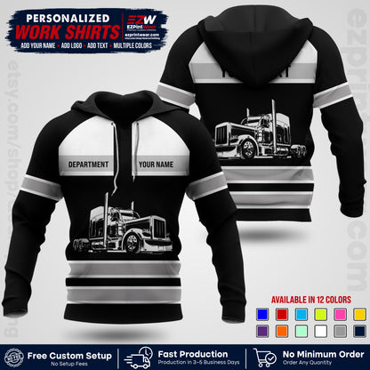 Personalized Truck Driver Workwear Uniform | Custom Safety Stripe Apparel | Non-Reflective Reflective Style Design TW02