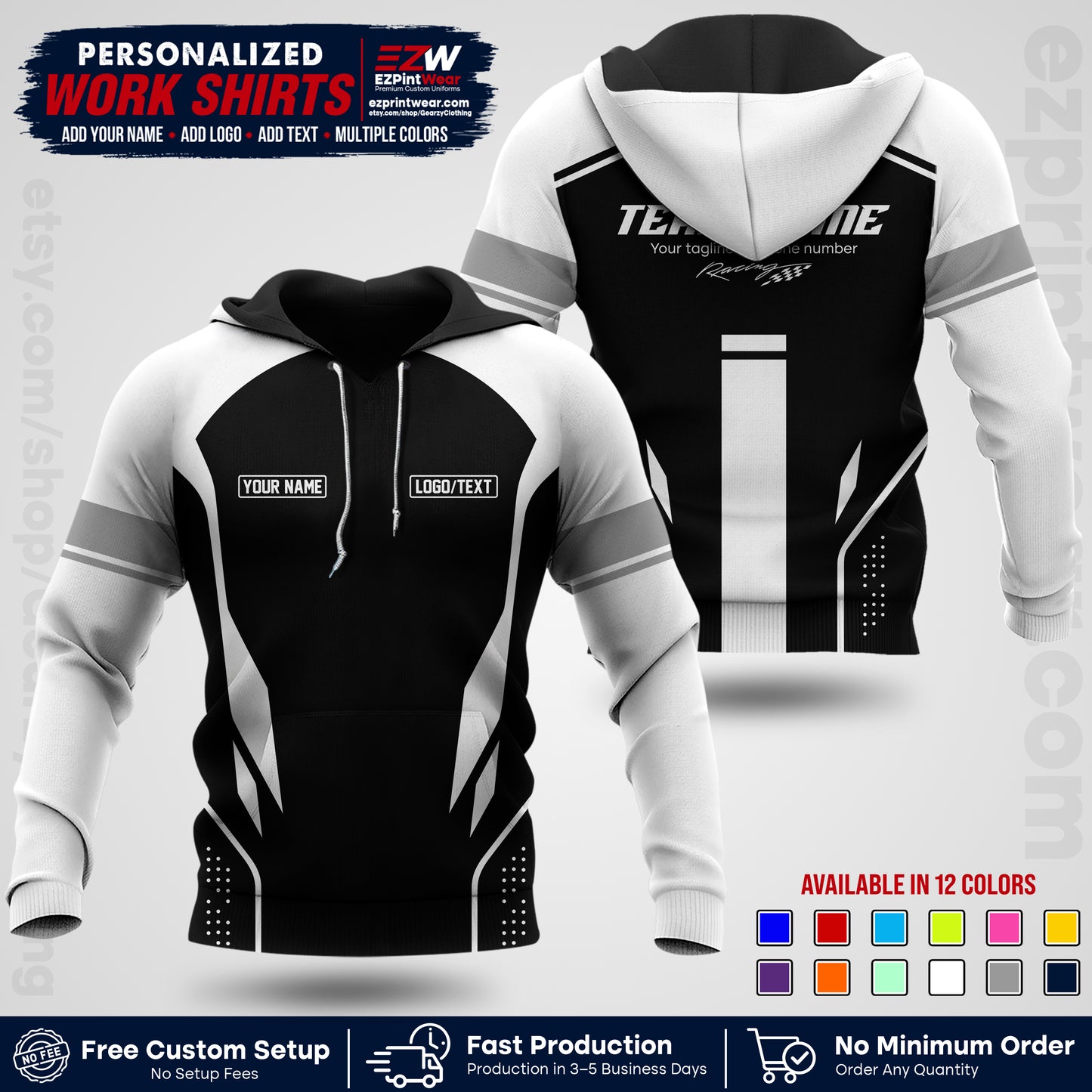 Custom Racing Shirt with Name, Logo & Text | Race Team Uniform | Crew Apparel RC06