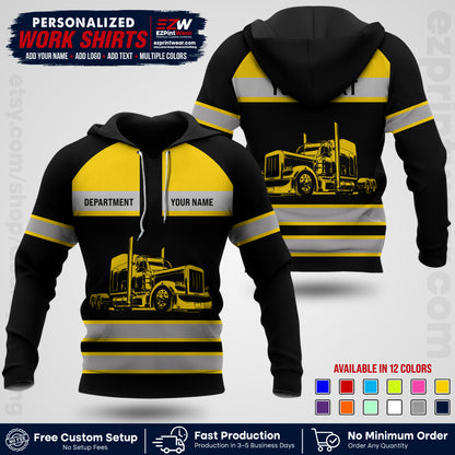 Personalized Truck Driver Workwear Uniform | Custom Safety Stripe Apparel | Non-Reflective Reflective Style Design TW02