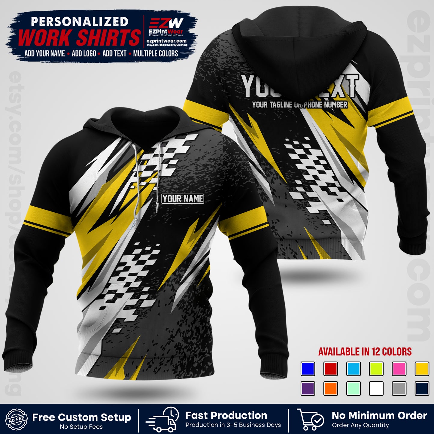 Custom Racing Shirt with Name, Logo & Text | Race Team Uniform | Crew Apparel RC03