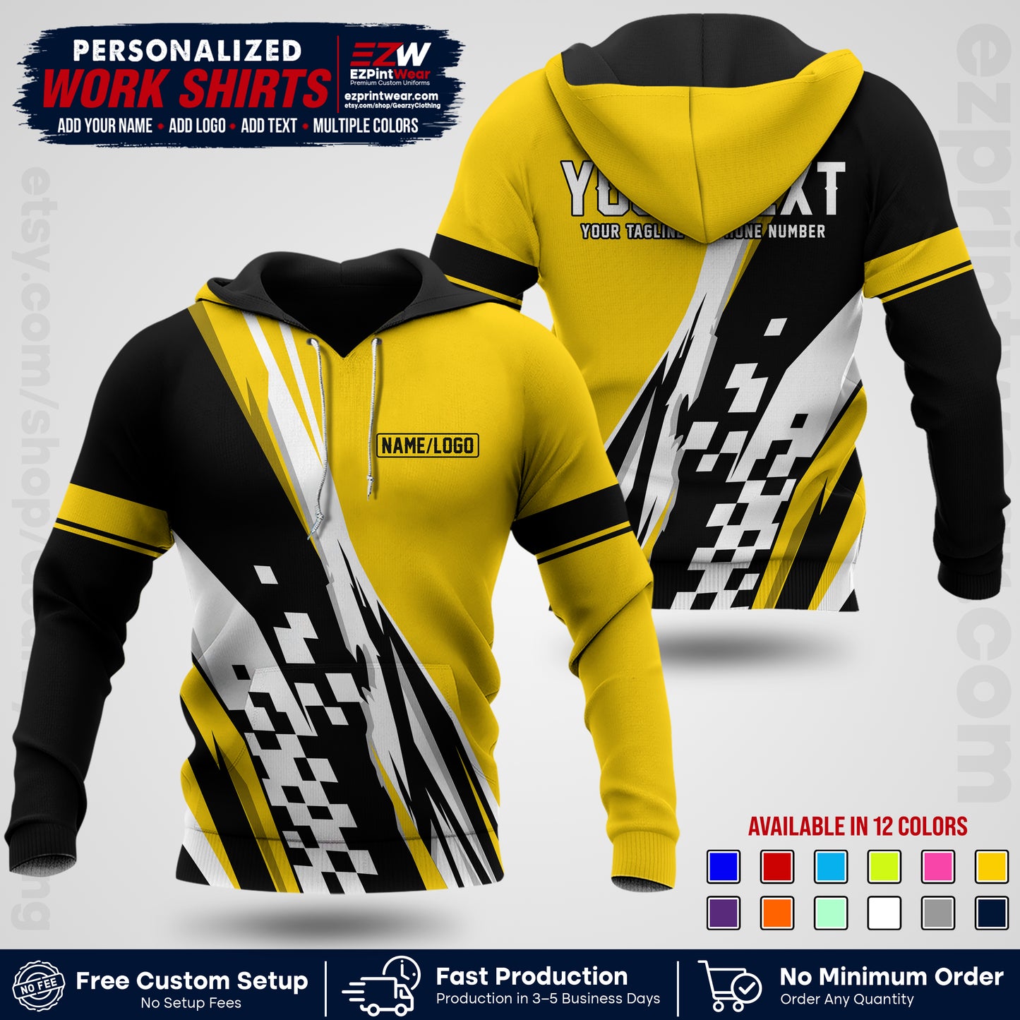 Custom Racing Shirt with Name, Logo & Text | Race Team Uniform | Crew Apparel RC04