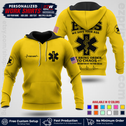 Custom EMS Shirt with Name, Logo & Text | EMS Team Uniform | First Responder Workwear EMSU05