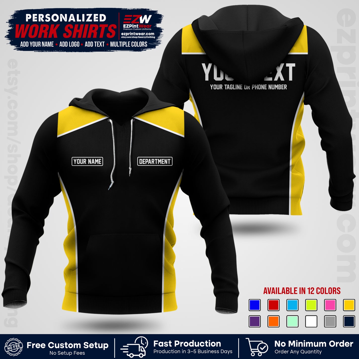Custom All Over Print Work Uniform Shirt with Name, Logo & Text | Custom Hawaiian Shirt | Company Shirt | Employee Uniform UNF12