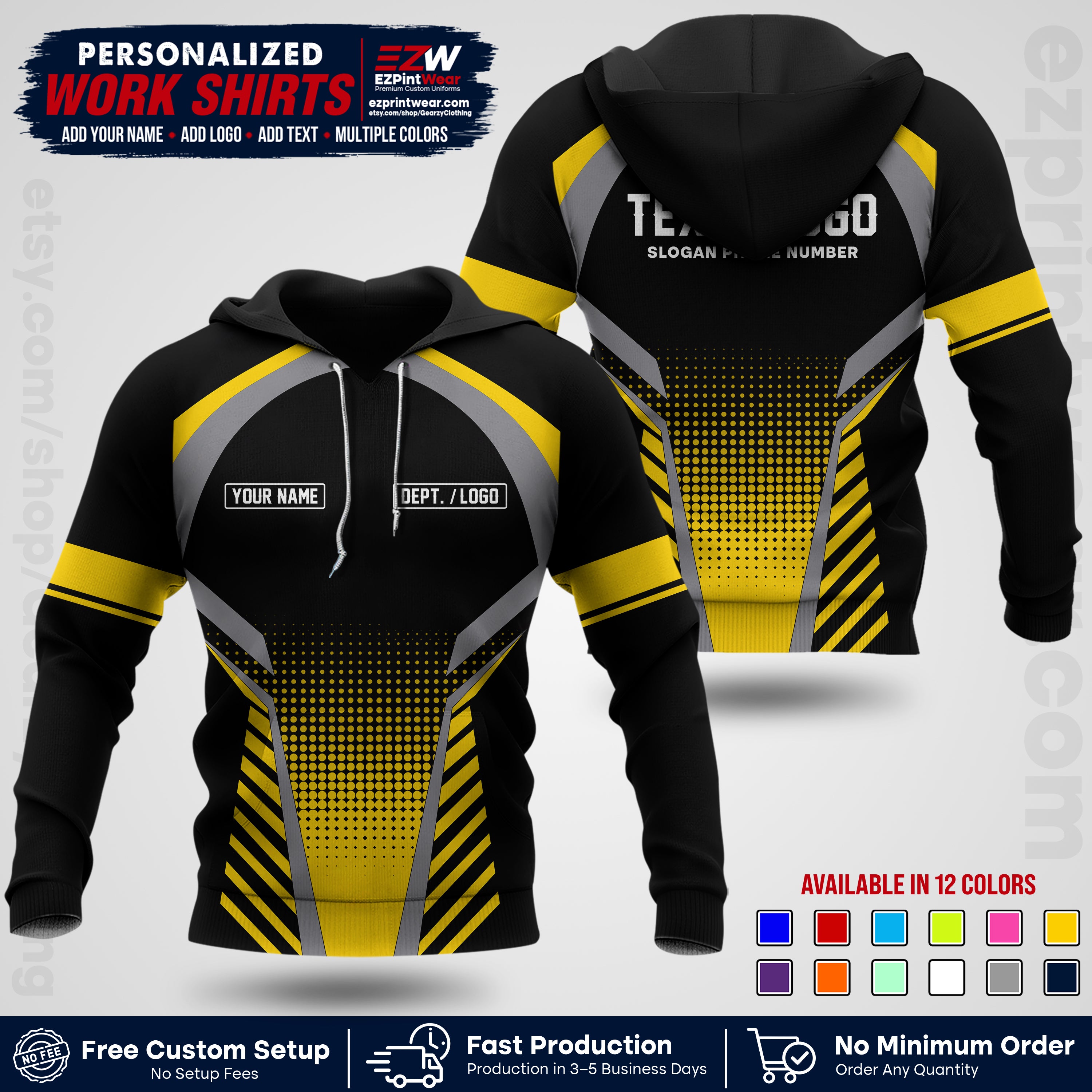 Custom All Over Print Work Uniform Shirt with Name, Logo & Text | Custom Hawaiian Shirt | Company Shirt | Employee Uniform UNF19