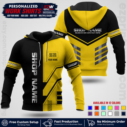 Custom All Over Print Work Uniform Shirt with Name, Logo & Text | Custom Hawaiian Shirt | Company Shirt | Employee Uniform UNF11