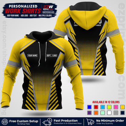 Custom All Over Print Work Uniform Shirt with Name, Logo & Text | Custom Hawaiian Shirt | Company Shirt | Employee Uniform UNF14
