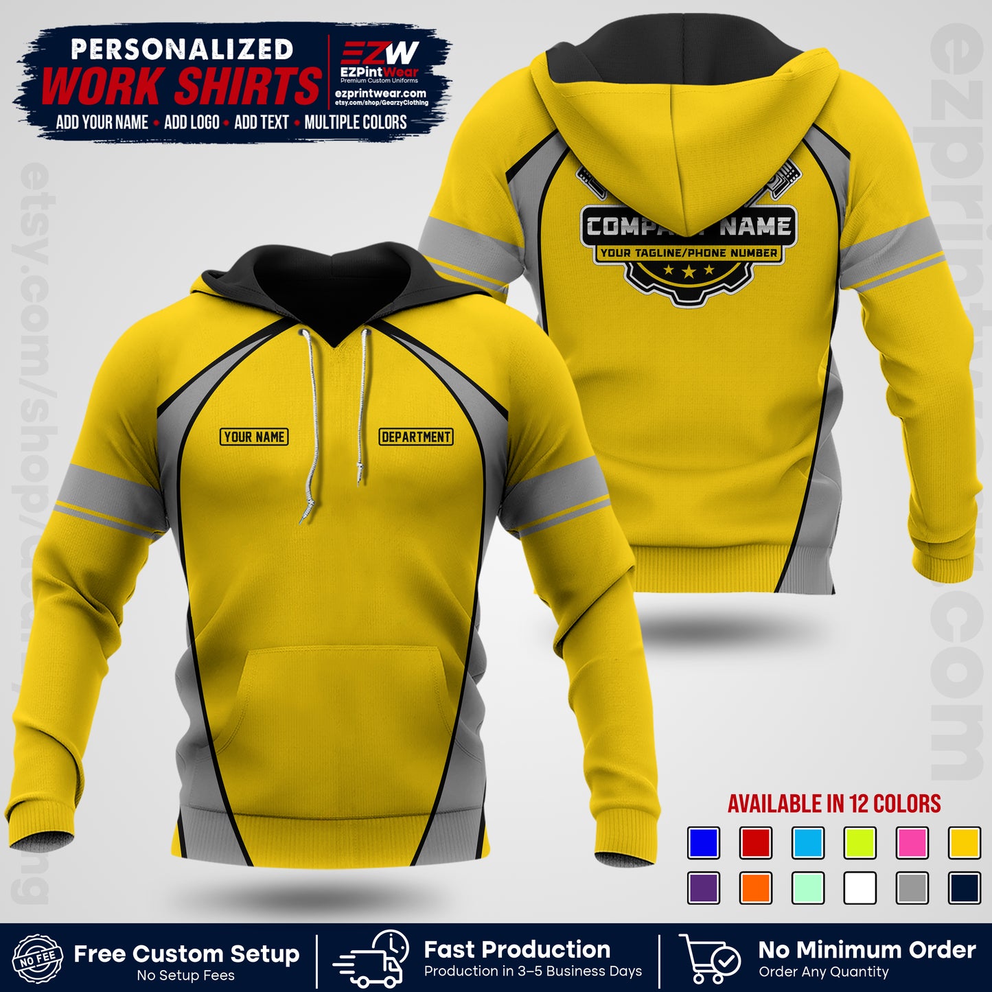 Custom Mechanic Work Shirt with Name, Logo & Text | Auto Shop Uniform | Workwear MCN 09