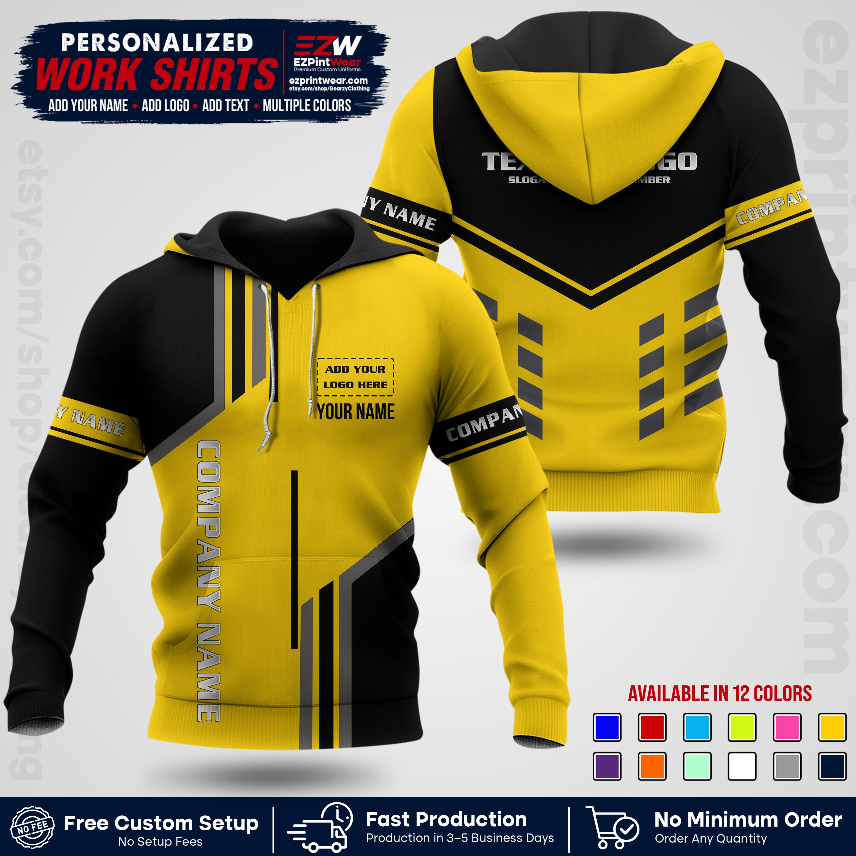 Custom All Over Print Work Uniform Shirt with Name, Logo & Text | Custom Hawaiian Shirt | Company Shirt | Employee Uniform UNF10