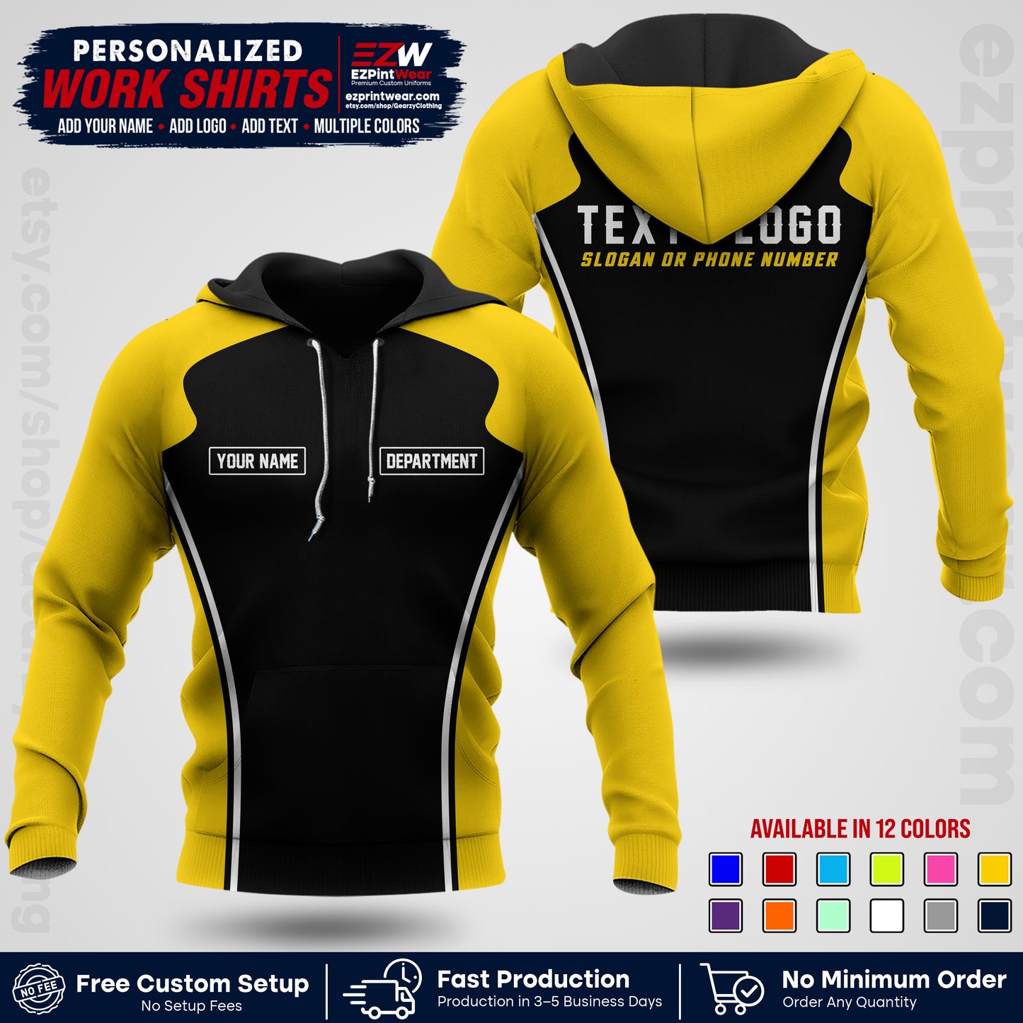 Custom All Over Print Work Uniform Shirt with Name, Logo & Text | Custom Hawaiian Shirt | Company Shirt | Employee Uniform UNF16