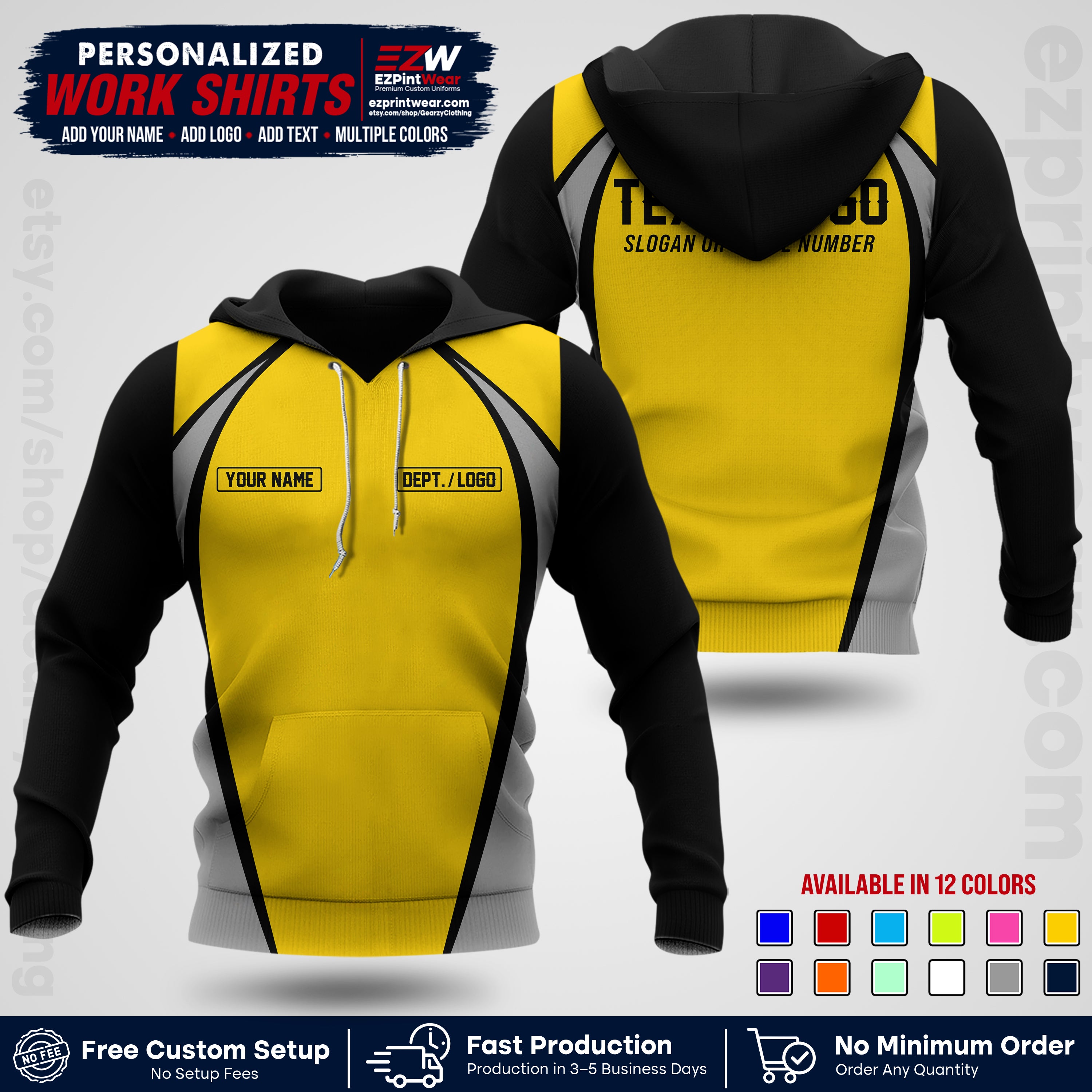 Custom All Over Print Work Uniform Shirt with Name, Logo & Text | Custom Hawaiian Shirt | Company Shirt | Employee Uniform UNF20