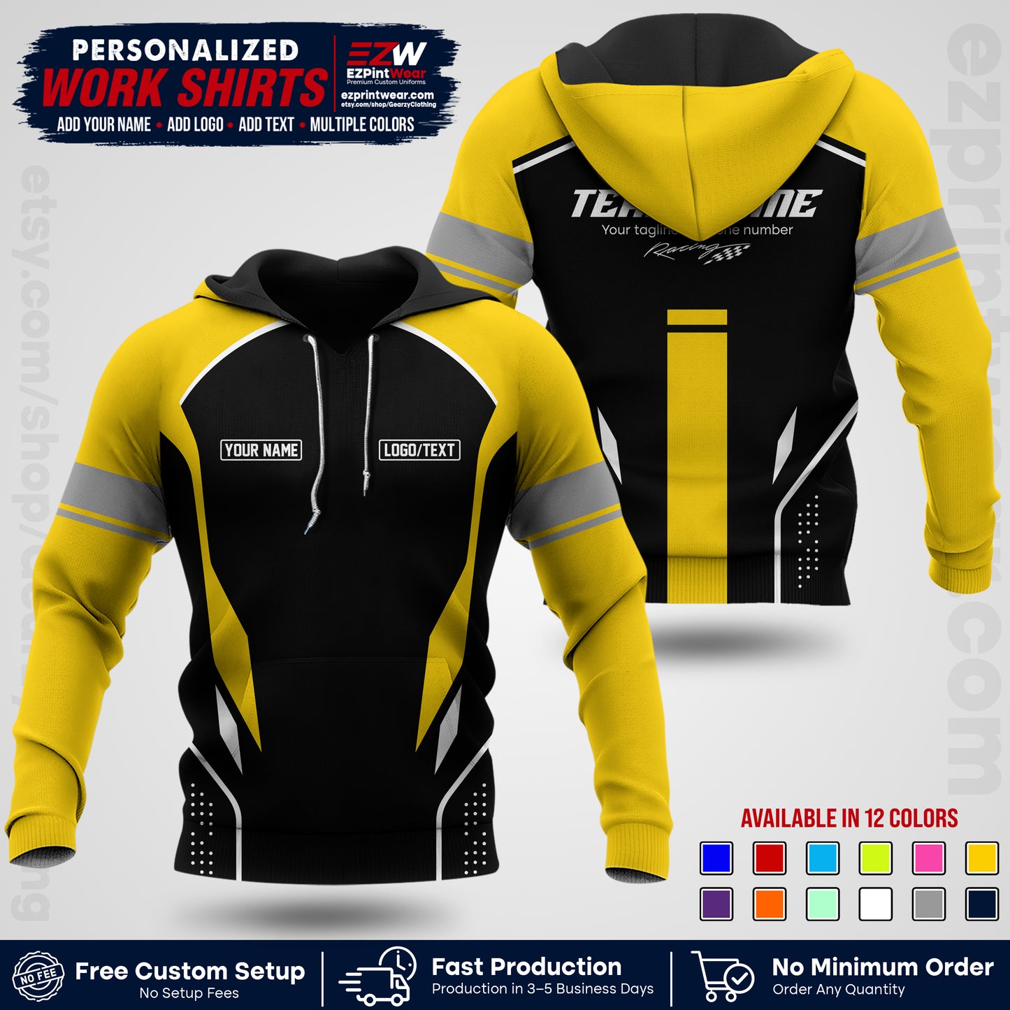 Custom Racing Shirt with Name, Logo & Text | Race Team Uniform | Crew Apparel RC06