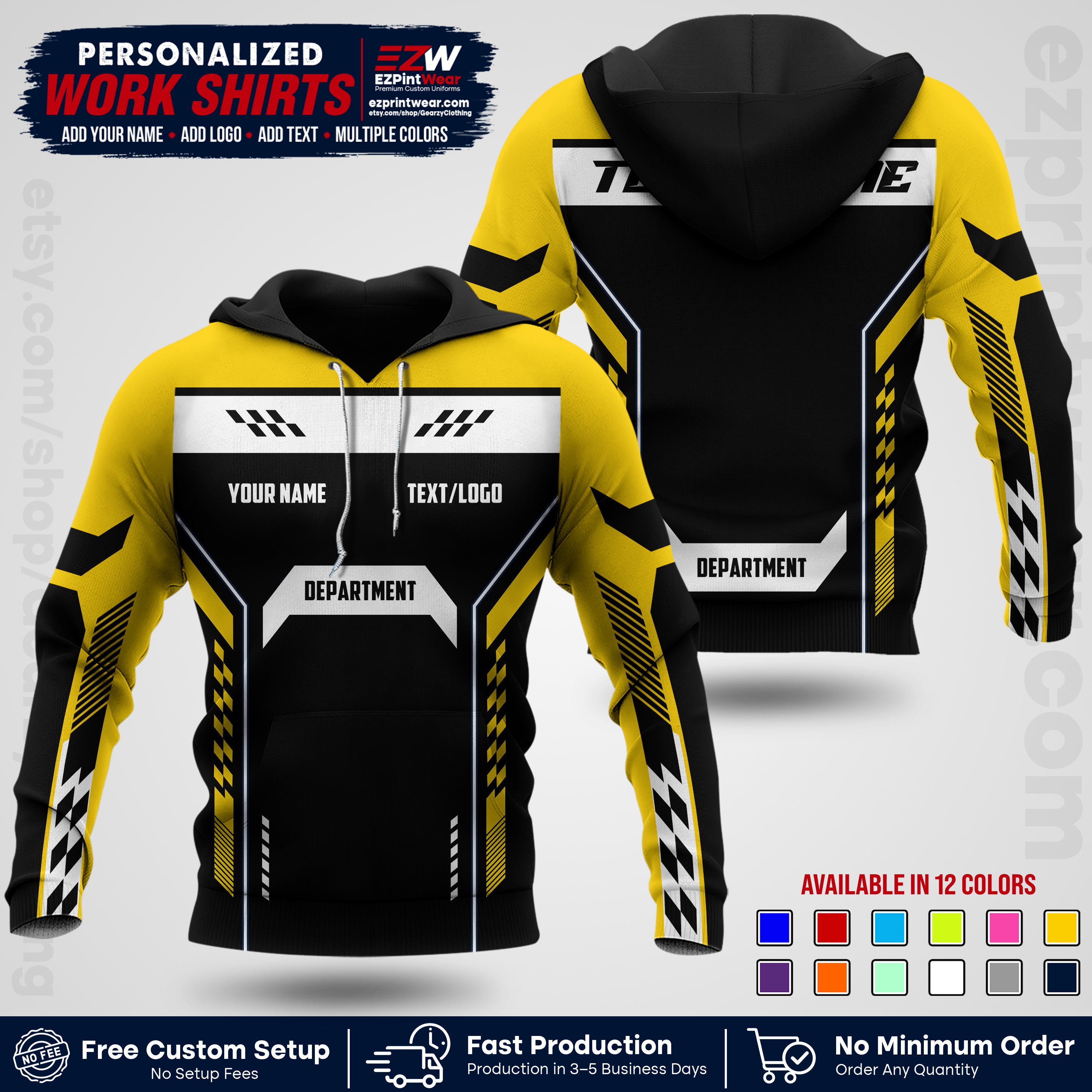 Custom All Over Print Work Uniform Shirt with Name, Logo & Text | Custom Hawaiian Shirt | Company Shirt | Employee Uniform UNF18