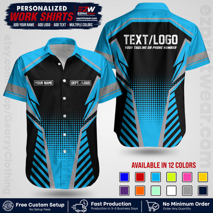 Custom All Over Print Work Uniform Shirt with Name, Logo & Text | Custom Hawaiian Shirt | Company Shirt | Employee Uniform UNF14