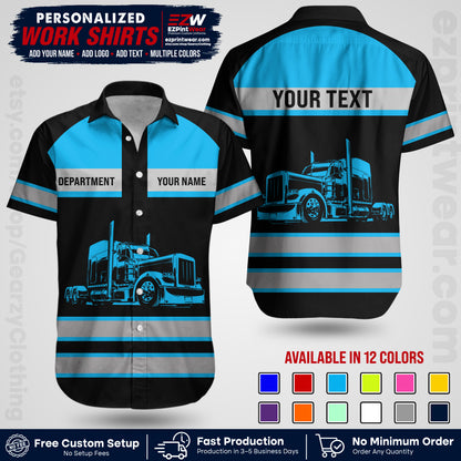 Personalized Truck Driver Workwear Uniform | Custom Safety Stripe Apparel | Non-Reflective Reflective Style Design TW02