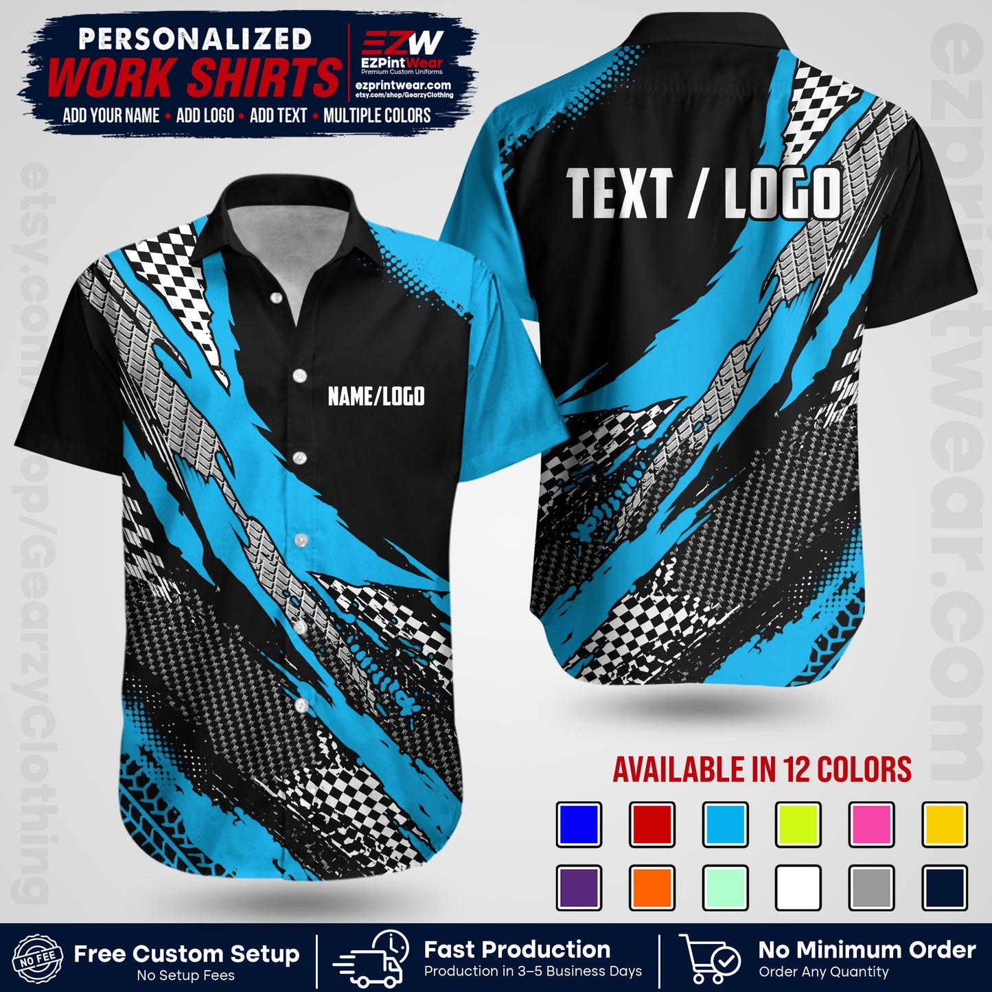 Custom Racing Shirt with Name, Logo & Text | Race Team Uniform | Crew Apparel RC05