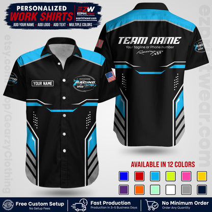 Custom Racing Shirt with Name, Logo & Text | Race Team Uniform | Crew Apparel RC10