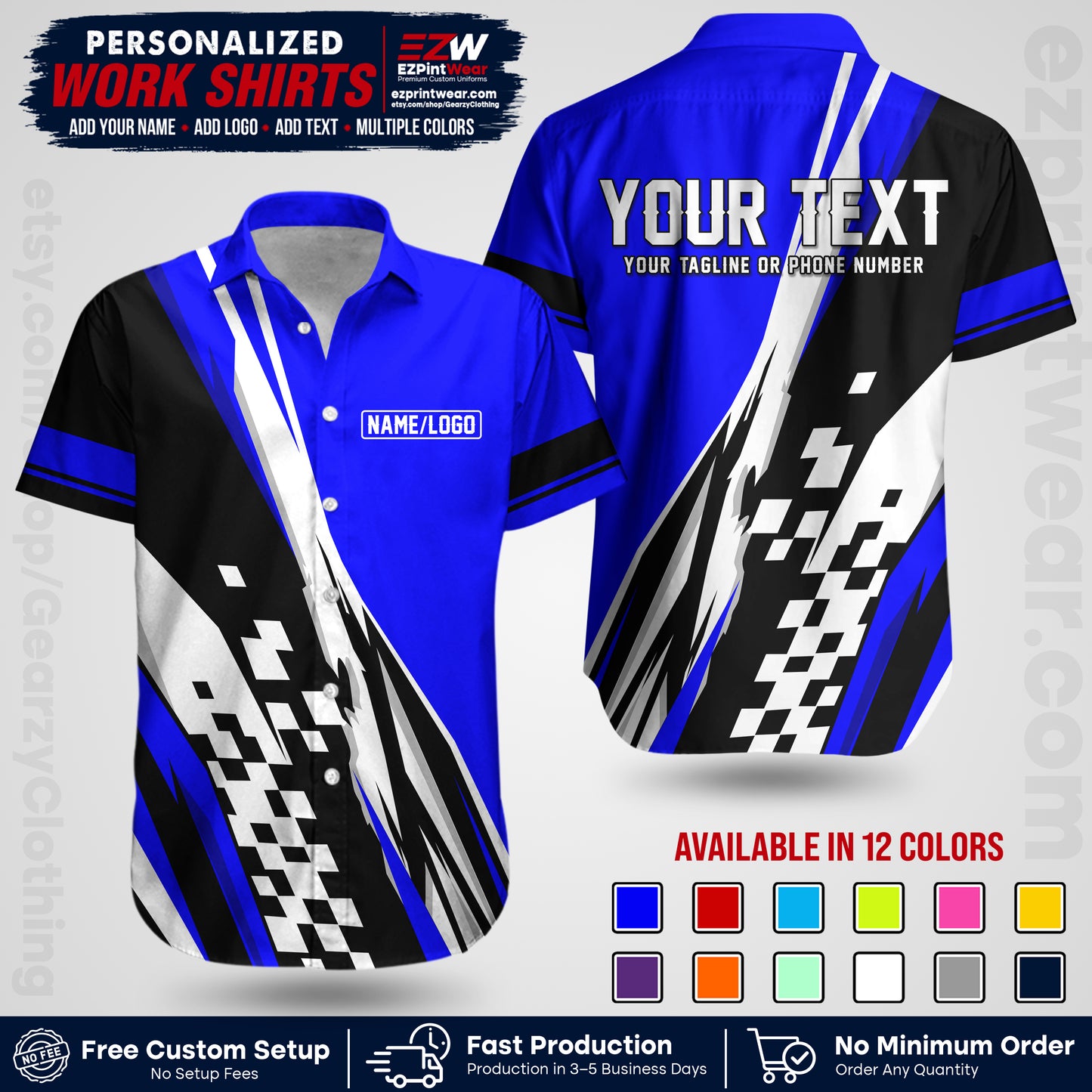 Custom Racing Shirt with Name, Logo & Text | Race Team Uniform | Crew Apparel RC04