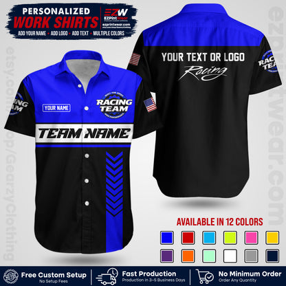 Custom Racing Shirt with Name, Logo & Text | Race Team Uniform | Crew Apparel RC02