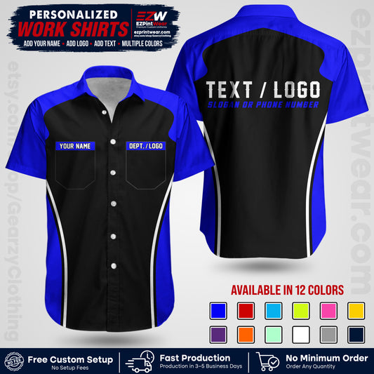 Custom All Over Print Work Uniform Shirt with Name, Logo & Text | Custom Hawaiian Shirt | Company Shirt | Employee Uniform UNF16